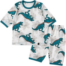 보보 아동용 공룡 친구 오가닉 7부 상하 실내복 세트