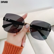 DFMEI 新款無框切邊太陽鏡女防曬歐美時尚復古高級感墨鏡潮