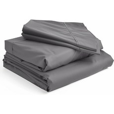 Simple Deluxe 퀸 사이즈 시트 세트 4피스 호텔 럭셔리 침대 시트 주름 방지 - 딥 포켓 통기성 및 쿨링 쉬운 관리(퀸 화이트) 173815 6463517295, 회색