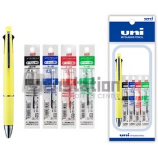 유니 제트스트림 4+1 0.5mm 멀티펜/리필심 세트, 1세트, 0.5mm 크림옐로우 + 리필 흑색+청색+적색+녹색