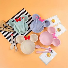 유아 식기 식판 스푼 포크 키즈 그릇 안전인증 고무, 4귀요미식기-민트