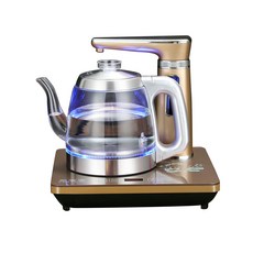 CHATUJIA 自動上水電熱水壺 智慧溫控泡茶煮水機, 金色水柱手柄玻璃壶款110V