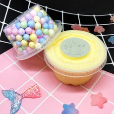 Slime成品 馬卡龍球球杯 彩色球球 (球球大小隨機) 起泡膠材料, 寶貝黃球球（球球大小隨機出, 1個