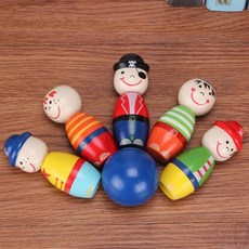 沃迪卡通海盜保齡球兒童保齡球組 迷你網袋 益智球類遊戲 暢銷童玩, 1個, 五人偶+藍球, Multicolor