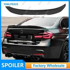 리얼 카본 파이버 ABS 리어 트렁크 스포일러 BMW F30 3시리즈 13-18 호환, 미도색