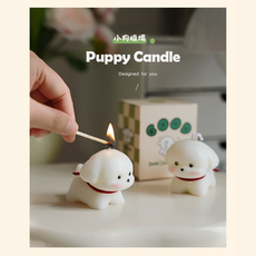 可愛小狗造型香氛蠟燭 手工天然植物蠟 居家擺飾送禮首選, 1件, 64ml, 英國梨小蒼蘭