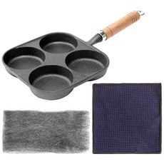 인덕션 4구 무쇠 에그팬 계란 후라이팬 달걀 4구팬 계란팬 후라이펜, R99437B(블랙, 1세트