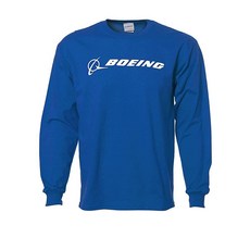 Boeing Signature Logo 긴소매 면 티셔츠 로열 블루 Royal
