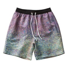 男士速乾沙灘褲 漸變印花 寬鬆大碼四分 可下水溫泉海邊