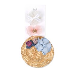 올치 반려동물 똑딱 집게 머리 핀 혼합 세트, 3개, 화이트+모자