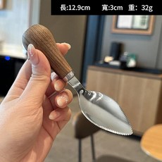 304不鏽鋼胡桃木勺叉, W12胡桃木站立刮泥勺磨砂袋裝，忌高溫 泡水，每個木頭顏色紋路不一，介意慎拍, 1套