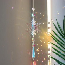 陽光捕手水晶掛件 炫彩雪花彩虹光影 聖誕樹裝飾, 1個, 亞克力雪花尖珠 總長約30釐米