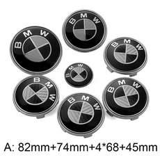 7개 세트 자동차 전면 엠블럼 후면 배지 휠 허브 캡 스티커 E90 E60 E61 E93 E87 E36 E46 E53 X1 X3 X5 X6, 14 E-74 82mm