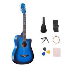 핑크기타 초보자용 어쿠스틱 입문용 기타, 1개, 38인치 블루, 기본 모델명/품번