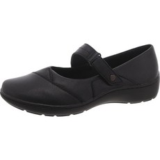Clarks 여성용 Cora Gema 메리 제인 플랫 블랙 가죽 129808