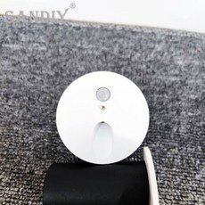 86 유형 벽 계단 조명 1.5W LED 램프 인간 모션 PIR 센서 복도 로비 Eu 표준 각광, Normal Gold, Cool White 5500-7000K, 1개
