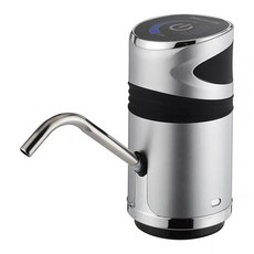桶裝水抽水器 電動智能一鍵出水USB充電, 1個, 銀色