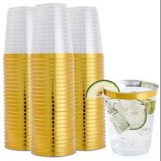 透明杯 玫瑰金邊 10oz/300ml, 1套, 300ml, 50個裝