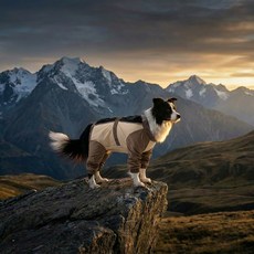 HIPIDOG 嬉皮狗 狗狗防塵褲 四腳連體衣 防髒防水 撞色拼接 中大型犬適用, 洛米棕, 1個