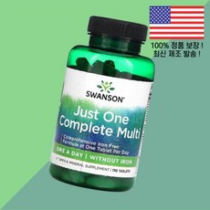 스완슨 철분 아이언 철 한 멀티 130정 Swanson Just One Complete Multi Without Iron 130 Tablets Vitamins