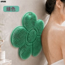 DFMEI 硅膠搓背刷吸盤式洗澡搓腳家用浴室搓澡神器防滑按摩搓背墊, 1個, 綠色【花朵搓背】
