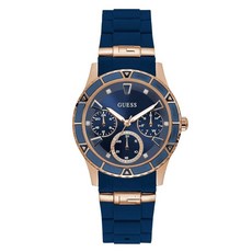 Guess 38MM 스포츠 시계 블루/로즈 골드 톤