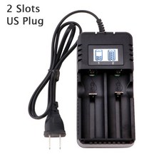 LCD 18650 배터리 충전기 듀얼 26650 18650 1450016340 충전용 4.2V 충전식 리튬 배터리 충전기 12 슬롯, [06] 2 Slots US Plug