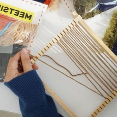 직조 공예 키트 만들기 세트 손뜨개 실 공예 도구 위빙 틀 핸드메이드 티 매트, 1개, 1.머스터드그린 실만