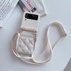 z플립5 명품 케이스 케이스 럭셔리 3 수납 핸드폰 지플립4 카드, 1개, 하얀색, 양철