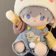 臺灣出貨 娃衣 娃衣40cm背帶褲娃衣坐姿棉花娃娃娃衣套裝40釐米玩偶帽子 娃娃衣服 娃娃配件 娃娃裝 BIB9, 1個, 40cm芝士小狗揹帶褲上衣（沒有娃娃）