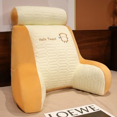 Yellwell 라텍스 아이스 실크 허리 쿠션 침대 등받이 허리 보호 쿠션 소파 창가 쿠션 학생 기숙사 침대 헤드 장시간 앉아 있는 사람을 위한 허리 쿠션, 토스트, 대형 65* 50cm [독립 내부 라이너 고중량], 1개