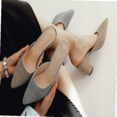 로퍼 여성 체크패턴 뮬 스틸레토힐 펌프스힐 단화