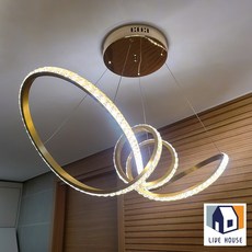 LED 식탁등 식탁조명 인테리어 카페 크리스탈 리본 뫼비우스 펜던트 조명, 주백색 고급설치나사제공