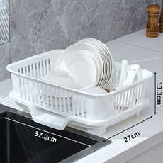 瀝水碗架廚房餐具收納碗碟架瀝碗架家用檯面碗筷濾水放碗瀝水籃, 碗架白色 碗盤筐+瀝水底座:如圖, 1個