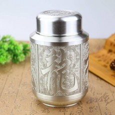 熱賣下殺純錫茶葉罐茶葉儲存罐錫罐錫壺器中號錫罐茶具金屬罐joe182450, 1個, 純錫中號小口龍鳳呈祥