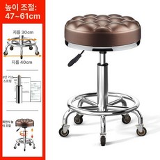 드럼 의자 유압식 음악 연주용 장비 회전 스툴, 1개, 브라운 브라운 왁스 가죽 스틸 링 소음감소