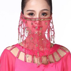 크로 히잡 마스크 댄스소품 무대의상 밸리소품 공연, 핑크