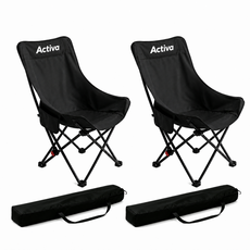 Activa 각도조절 캠핑의자 휴대용 릴렉스 체어 1+1, 2개, 기본 디자인-블랙