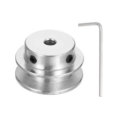 PATIKIL 5mm 고정 보어 30mm OD 단일 홈 풀리 육각 렌치가 있는 알루미늄 합금 기계식 V-벨트 모터 샤프트 드릴링 머신용 5-6mm PU 원형 벨트 실버