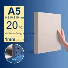 A3/A4/A5 흰색 두꺼운 크래프트 종이 하드 골판지 5/10pcs Diy Handmake 카드 공예 만들기 마분지 백업 보드 1/1.5/2mm, 5)Gray A5 1mm 20Pcs