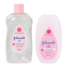 존슨즈베이비 베이비 오일 500ml + 핑크 로션 300ml, 1세트