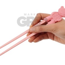 마켓그리드 실리콘 젓가락 교정기 성인 유아 양손 어린이젓가락, 핑크