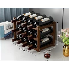實木紅酒架 葡萄酒收納架 家用酒櫃置物架 客廳斜躺展示架 三層茶色 43公分, 1個, 茶色款--三層43CM現貨