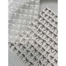 와이어 리본 네일스티커 5종, 1개, 화이트
