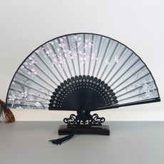新款古風扇子摺扇中國風夏季便攜古代漢服旗摺疊小竹扇子仿真絲扇, 1個, 墨雪含香-08:烤漆大骨/獨立包裝