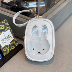 【可開票】-卡通Miffy米菲 透明收納包 pu雙層 可愛 化妝包 小食量玩偶痛包可掛