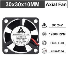 Gdstime DC 12V 듀얼 볼 3010 쿨링 팬 3cm 5V 그래픽 카드 방사형 브러시리스 축 (3D 프린터 쿨러용), 16 24V 2Ball 2P2.54, 01 5PCS