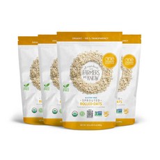 One Degree Organic Foods 오트밀 원 디그리 식품 발아 롤드 오트 USDA 비변형 글루텐 프리 24온스 4개입