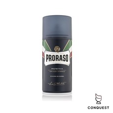 【CONQUEST】Proraso 義大利 刮鬍泡 刮鬍膏 刮鬍皂 藍色保濕麝香配方 適用乾性肌膚 男仕入門刮鬍膏, 1個, 白 - 植萃綠茶(300mL)