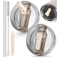 591ml/887ml/1180ml 대용량 텀블러 호환 업그레이드 밀폐 플립 빨대 접이식 뚜껑(분리 가능/청소 간편), 베이지, 1개, 591ml